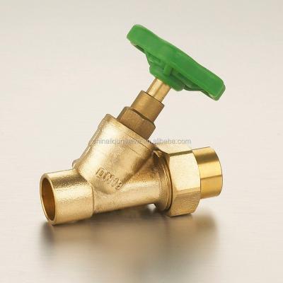 China DN12-DN28 General brass polishing outside plastic stop valve handle straight-flow (oblique stop valve) with drain valve for sale