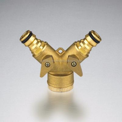 China Garden General Faucet Twin Brass Quick Connector With Isolation Valves for sale