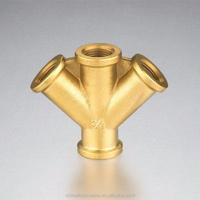 China Brass Thicken 4 Way Brass Fittings Water Pumb Connector NPT Female Thread Brass Fittings for sale