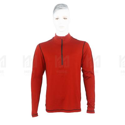 China New Design Merino Wool Men's Quarter Zip Anti-Wrinkle 1/4 Zip Base Layer Sleeve Sports Workout T-Shirt Cycling Hoodie Custom Tee long for sale