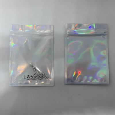 China OEM Moisture Proof Private Label Jewelry Packaging Creative Plastic Holographic Zipper Lock Bag for sale