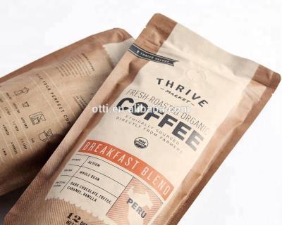 China Moisture Proof Organic Roasted Beans One Way Valve Ziplock Coffee Bag for sale