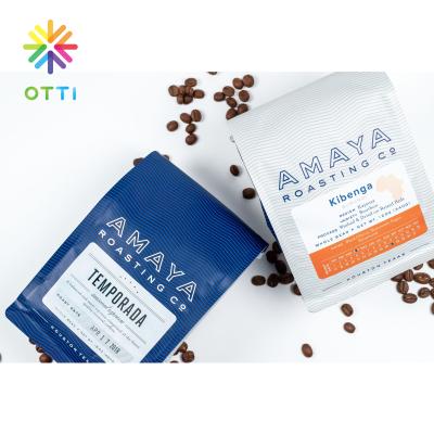 China Matte Printing Moisture Proof Lamination Flat Bottom Glossy Coffee Bag With Valve for sale