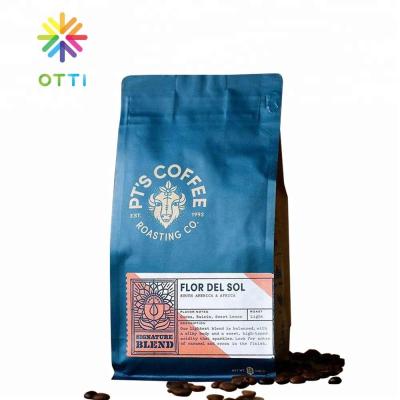 China Wholesale 500g /250g Recyclable Paper Coffee Bean Bag Square Bottom Flat Bottom Coffee Bag Packaging With Valve for sale