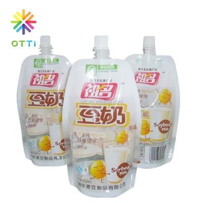 China Water Pouch Milk Soymilk Packaging Plastic Bag Spout Moisture Proof Plastic Pouch for sale