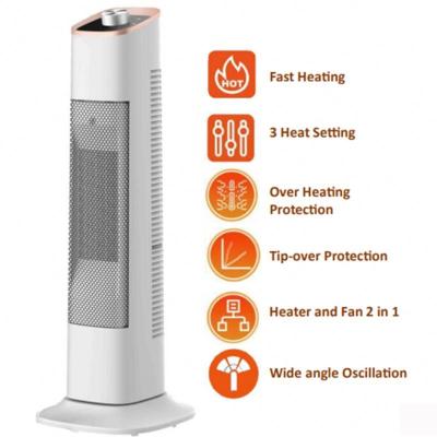 China Factory 12h Remote Control Timer Protection Tower PTC Electric Oscillating Ceramic Fan Heater For Living Room Office for sale