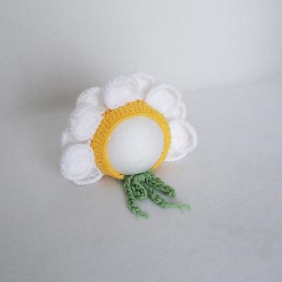 China Crochet Casual Newborn Baby Bonnet Baby Hood Toy Doll Set Newborn Floral Photography Props for sale