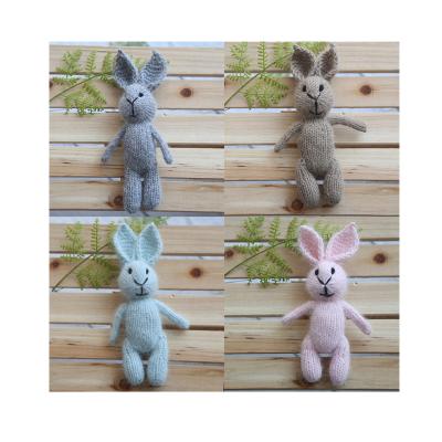 China Imitate Newborn Animal Props Silk Yarn Doll Photo Props Teddy Bunny Stuffed Animal Toy Baby Bunny Photography Props Handmade Crochet for sale