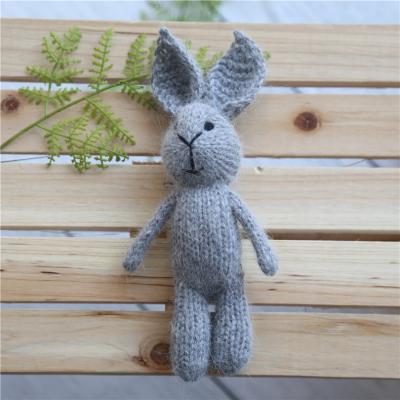 China Gray Newborn Bunny Rabbit Soft Toy Stuffed Rabbit Baby Doll Amigurumi Eco-Friendly Soft and Comfy Animals Gift Photo Props for sale