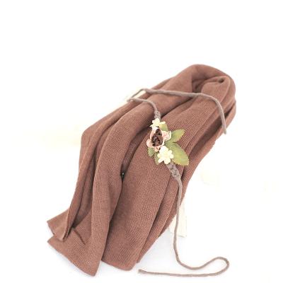 China Chocolate Wearable Color Newborn Baby Stretch Knit Wrap Newborn Baby Wrap Photography Wrap Prop for sale