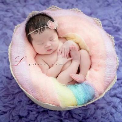 China Anti-pilling Crochet Stretch Wrap Rainbow Baby Wraps Wrap Mohair Baby Cocoon Newborn Wraps Photography Blanket Props for sale