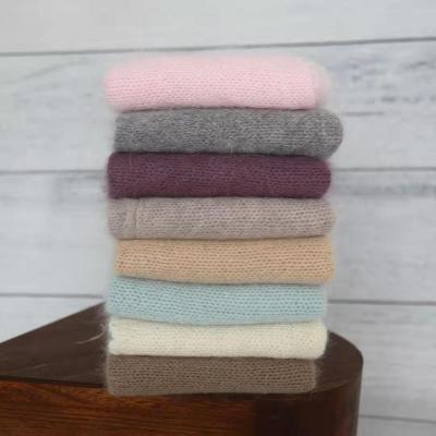 China Anti-pilling Newborn Wraps Angora Brushed Stretch Knit Wrap Crochet Newborn Baby Photography Props Wrap Covering for sale