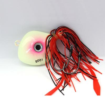 China Luminous 150g, 250g Rubber Jig Lead Head Fishing Lure Silicone Skirt Lure for sale