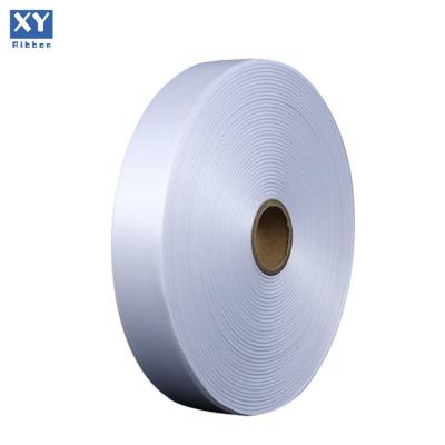 China Bright color fastness wholesale edge polyester satin single sided woven ribbon for gifts for sale