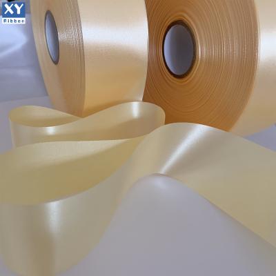 China Factory Supplier Hot Sales Viable Yellow Colored Polyester Satin Ribbon For Gift for sale