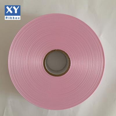 China Sustainable Custom Empty Pink Apparel Wash Care Label Fabric 100% Polyester Satin Ribbon for sale