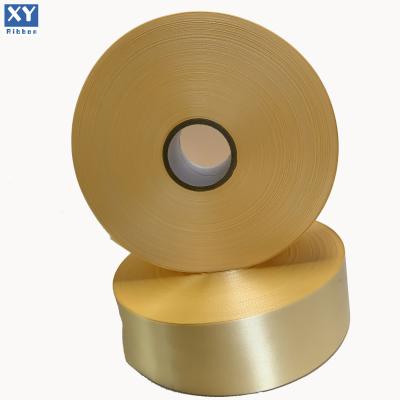 China Huzhou Factory Sustainable Polyester 100% Yellow Color Single / Double Face 25 Mm Satin Ribbon for sale