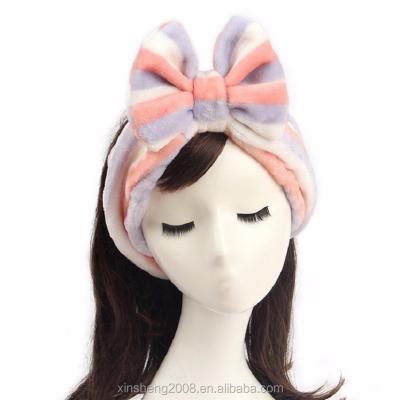 China Knit Headband Plush Wash Face Towel Wide Head Band With Stain Spa Headband Plush Bowknot Stuffed Cosmetic Bath for sale