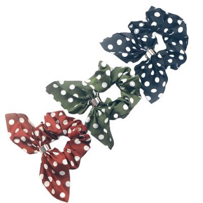 China Cute Dot Elastic Hair Bands Scrunchy Satin Chiffon Fabric Scrunchies Women Hair Ties Rope Scrunchies for sale