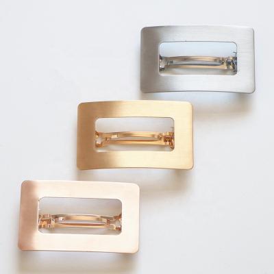 China Wholesale Girls Jewelry Square Hair Clips Metal Fashion Gold Silver Bb Hair Clip For Girls for sale