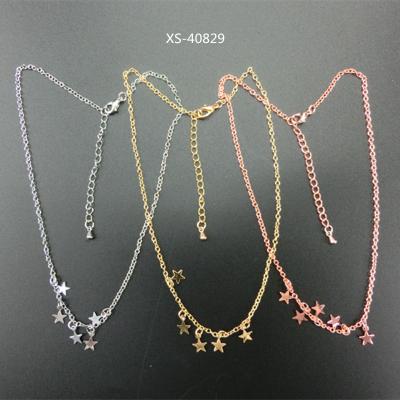 China Fashionable Woman Rose Gold Plated Star Necklace Silver Star Charm Choker Necklace Chain for sale