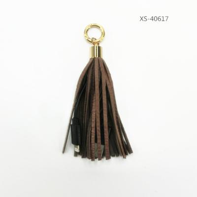 China Girls' Fringe Key Chain Leather Tassel Leather Key Chain With USB Wire Charger for sale