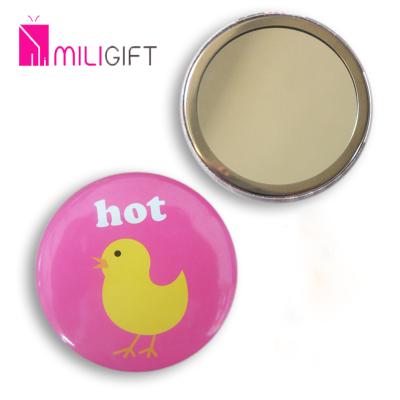 China Promotional Custom Mini Makeup Small Pocket Round Mirror Simple Gift Tin Magnifying Mirror for sale