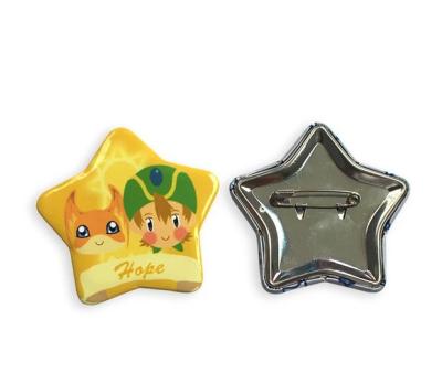 China Europe Good Quality Star Shape Tinplate Shape Safety Pin Customized Badge for sale