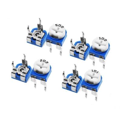 China Blue And White RM065 / RM063 Standard Horizontal Vertical Adjustable Resistor 100R 1K2K5K10K20K50K100K 102 103 for sale