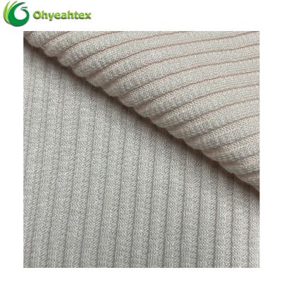 China Anti-bacteria OEKO Certificate Organic Stretch Knitted 4*4 Rib Organic Cotton Bamboo Fabric For Garments for sale