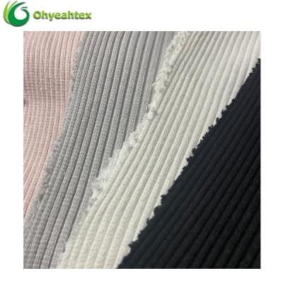 China Stretch Moisture Wicking Knit Bamboo Rib 68% 27% Cotton Spandex Fabric For Gaiters for sale