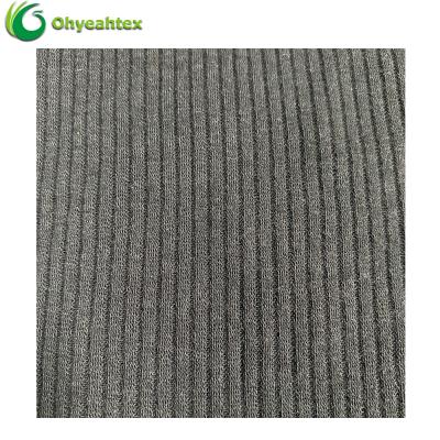 China Anti Pill Eco-Friendly 63/27/10 Medium Weight Bamboo Cotton Spandex Knitted 4x1 Rib Fabric For Woman Dress for sale