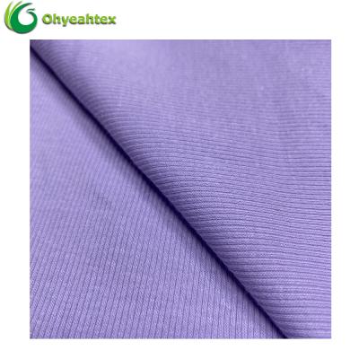 China Competitive Price OEKO 100 Certificate Anti-Static High Quality Plain Knitted 2X2 Rib 100% Organic Cotton Fabric For Apparel Wholesale for sale