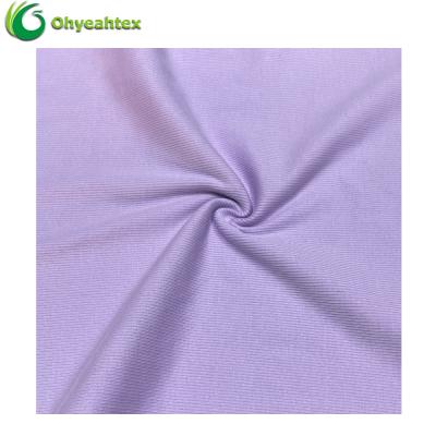 China Plain Dyed 180GSM 100% Cotton Anti-UV Knit Ribbed Fabric Purple Color For Lady Dress for sale