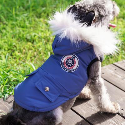 China Customization Service Provided Fashion Luxury Winter Dog Clothes with Fur Collar Hoodie for sale