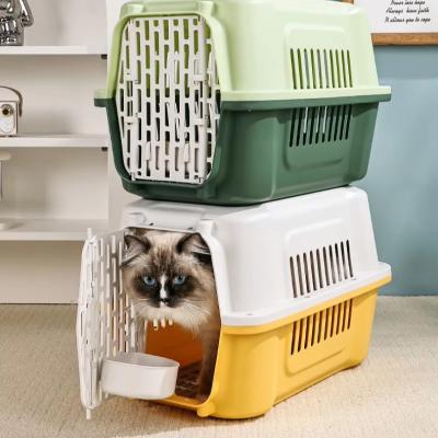 China Cat Carrier Pet Travel Bag Multifunction Pet Transport Cage Portable with Plastic Door for sale