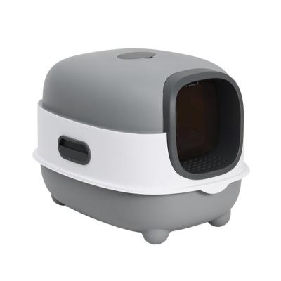 China ODM Designs Enclosed Cat Box with Sided Pan and Top Sifting Lid Easy Clean for sale