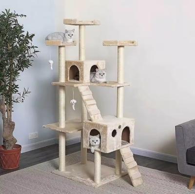 China Upgrade Your Cats' Comfort and Play with Multi-Level Wood Cat Scratcher Furniture for sale