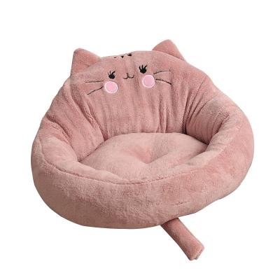 China Small Sofa Baskets Round Cat Bed House Warm Comfortable Kennel for Cats and Small Dogs for sale