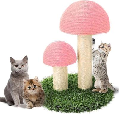 China OEM/ODM Double Mushroom Cat Scratching Post Natural Sisal Rope Cat Tree Tower Indoor Cat Scratcher Toy for sale