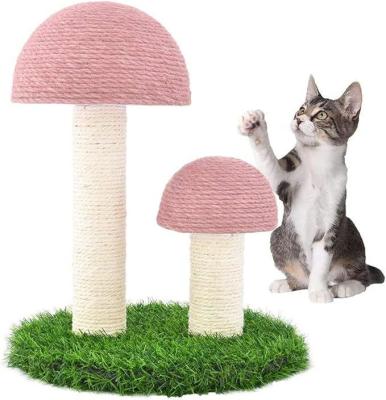 China Indoor Kitten Climbing Post Sustainable Mushroom Cat Scratching Post with Interactive Toy for sale