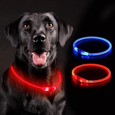 China LED Glow Dog Collar with Customized Logo USB Rechargeable Waterproof 3 Flashing Modes for sale