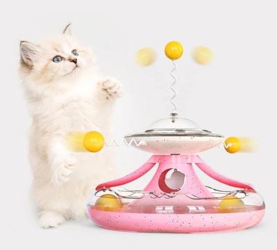 China Sustainable Cat Toy Interactive Turntable Cat Stick for Physical Exercise and Leaking Food for sale