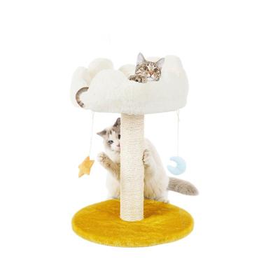 China Plush Perch Cute Cat Tree White Cloud Cat Tower For Small Cats And Animals for sale