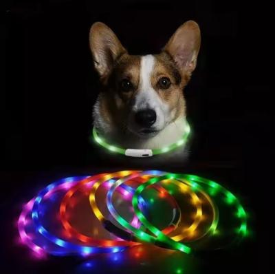 China Customization Service Provided Waterproof USB Rechargeable Silicone LED Dog Collar for sale