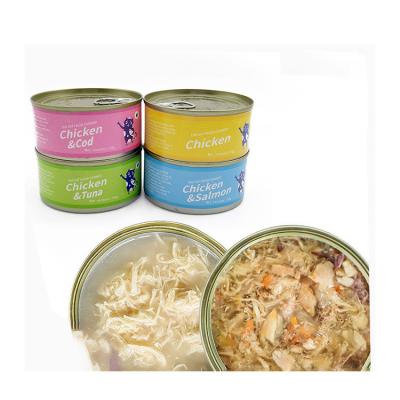 China Protein Shredded Chicken and Salmon Canned Recipe Cat Food for 170g Cats Special Diet for sale