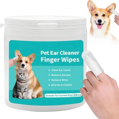 China Custom Logo Accepted Pet Ear Cleaning Wipes Portable Finger Cleaner for Dogs Cats for sale