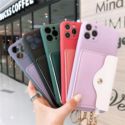 China Luxury Anti-fall Leather Card Case Mobile Phone Wallet Phone Case For iPhone 11 12 Wallet Case for sale