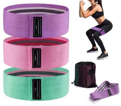 China Custom Logo Color Latex Hip Resistance Yoga Exercise Factory Sale Fitness Fabric Bands Loop Set for sale