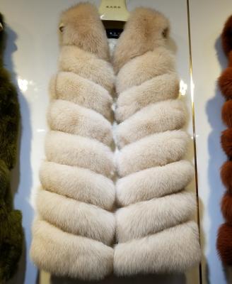 China Breathable Women Long Fox Fur Vest With 8 Tier Layered Style for sale